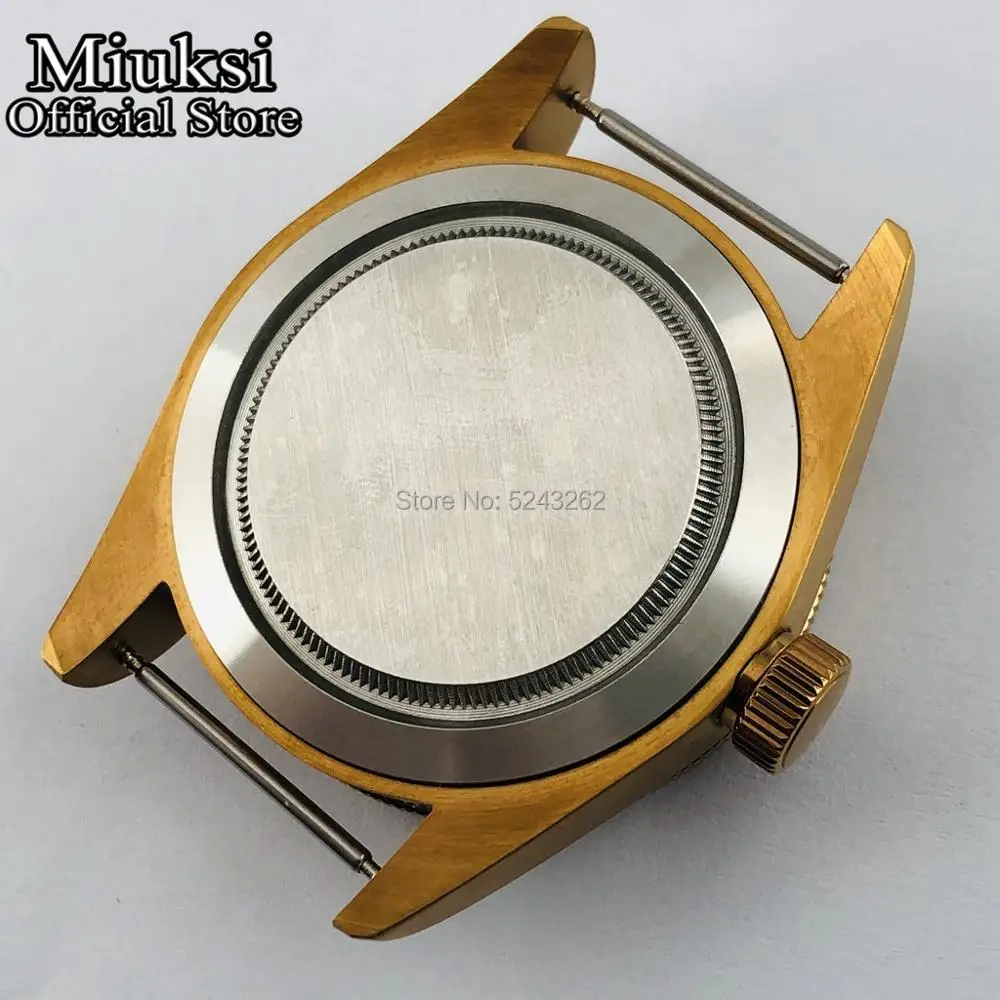 

Miuksi 41mm brown watch case sapphire glass coffee bezel fit ETA 2836/Mingzhu DG2813/3804,Miyota 8205/8215/82 series movement