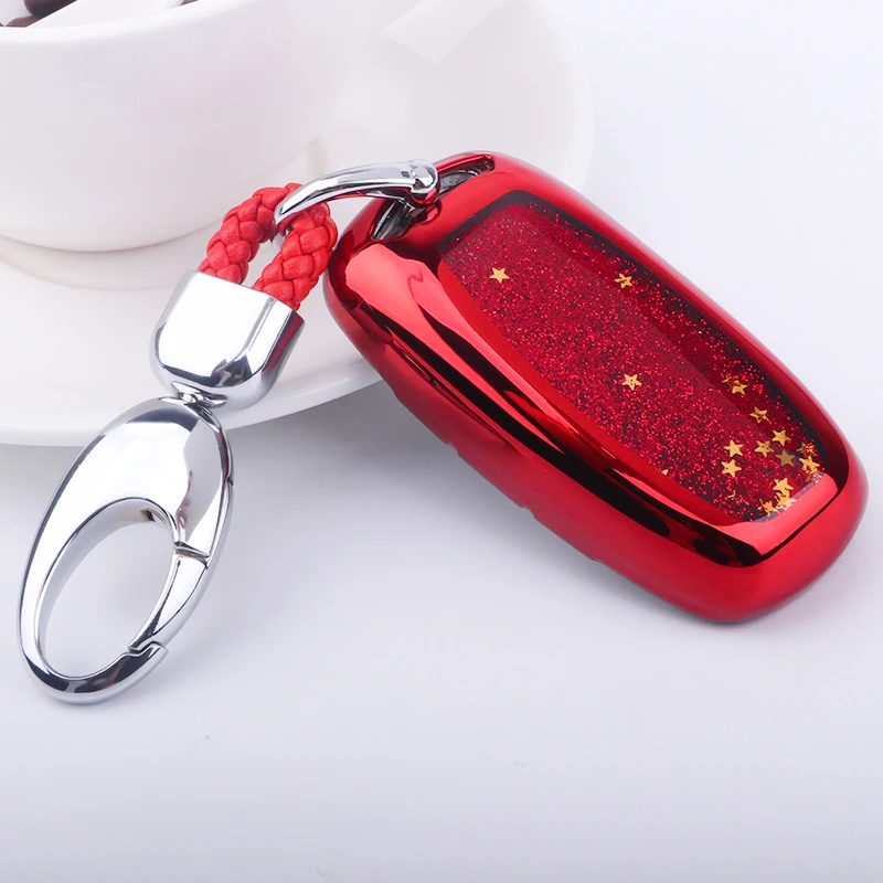 

Quicksand Soft TPU Car Key Case Fob Cover For Audi A3 A4 A5 A6 A7 A8 Quattro Q3 Q5 Q7 TT S5 S6 S7 S8 SQ5 RS5 Star sand Keychain