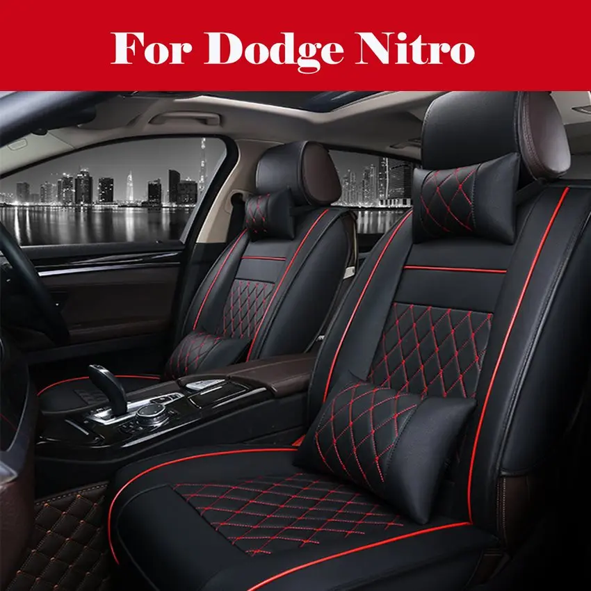 

Car Seat Cover-Waterproof PU Leather Cushion Anti-Slip Suede Backing-Universal Leather Seats Easy to Clean For Dodge Nitro