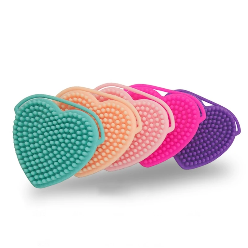 

New Heart Shape Silicone Double Sided Facial Cleansing Brush Soft Bristles Exfoliating Body Face Scrubber Baby Shower Shampoo