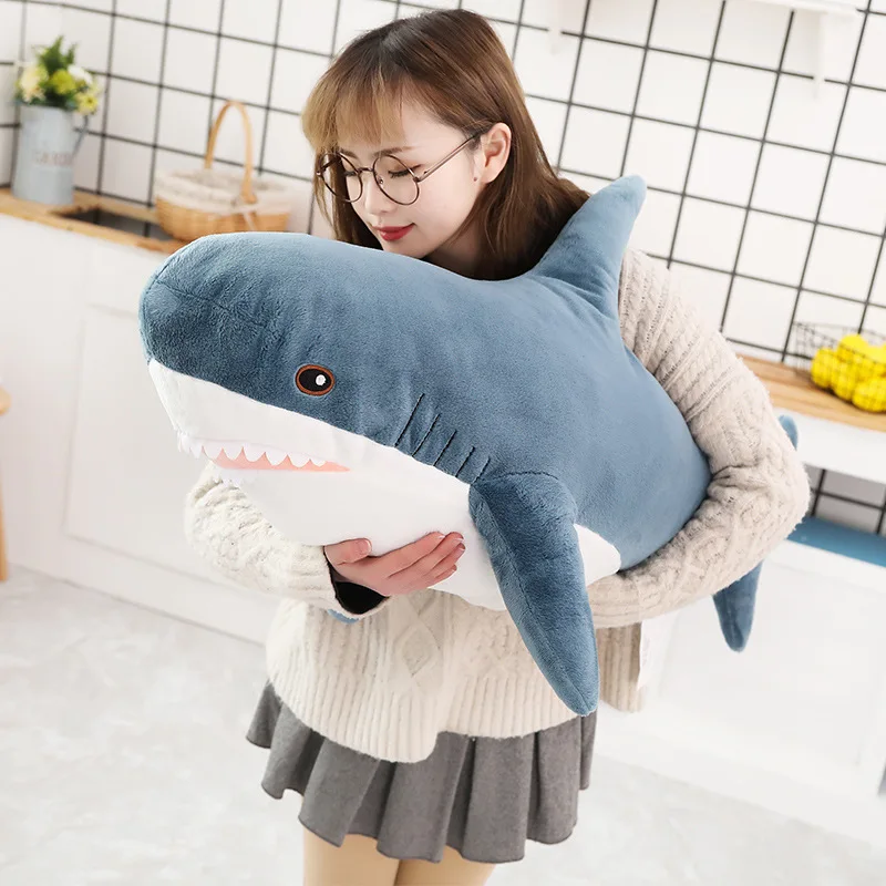 Ins 100/140cm Giant Shark Plush Stuffed Toy Soft Speelgoed Animal Reading Pillow for Christmas Gifts Cushion Doll Gift For Kids