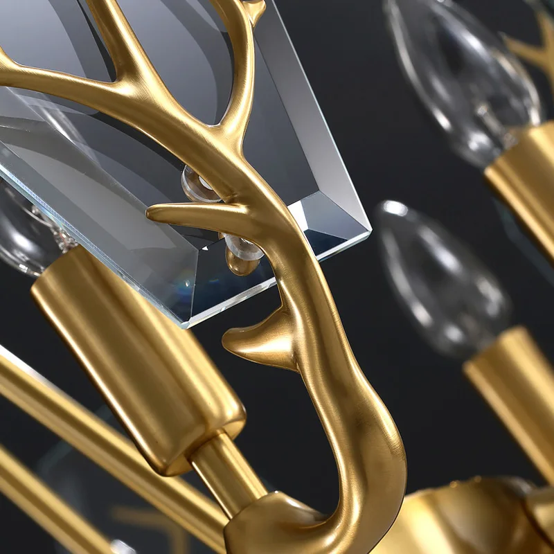 FKL Современная хрустальная люстра роскошный прямоугольный медный Золотой