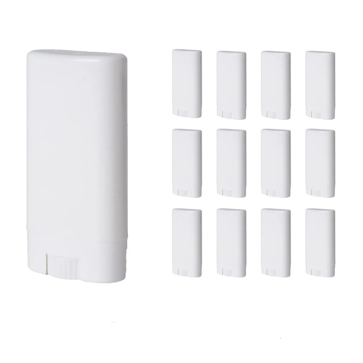 

25pcs White Black Transparent Empty Oval Flat Lip Balm Tubes Plastic Solid Perfume Deodorant Stick Containers