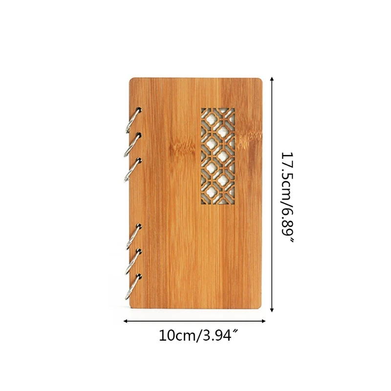 

MXLC Retro A6 Multi-Purpose Scrapbook Loose-Leaf Detachable Hand Ledger Bamboo/Begonia Hollow Wood Cover Multi-purpose