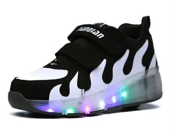 Black single wheel Светодиодный светильник Heelys; кроссовки с двумя колесами для мальчиков и девочек; повседневная обувь на роликах для девочек; Zapatillas Zapatos Con Ruedas - Цвет: Black single wheel