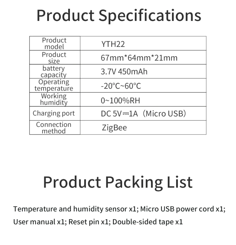 

Tuya Intelligent ZigBee Temperature and Humidity Sensor Smart Home APP Link Temperature and Humidity Alarm