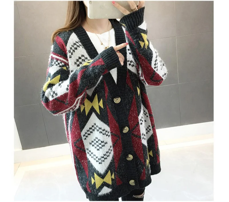 Shellsuning свитер женский осенний трикотажные длинные кардиганы Женская