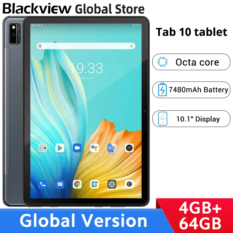 

Global Version Blackview Tab 10 tablets 4GB RAM 64GB ROM 10.1" Display Octa core Android 11 7480mAh Battery