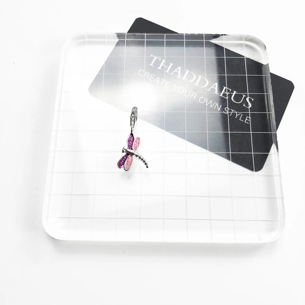 Женский кулон в виде стрекозы из серебра 925 пробы с розовой эмалью|Ювелирные