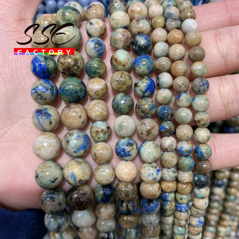 

A+ Natural Genuine Phoenix Stone Beads Lapis Lazuli Chrysocolla Round Loose Beads For Jewelry Making DIY Bracelets 6 8 10 MM 15"