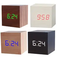 Деревянные квадратные цифровые электронные светодиодные USB часы