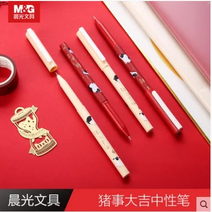 12 шт./лот M & G Chenguang канцелярские 0 5 черный Симпатичные Lucky унисекс Ручка гелевая