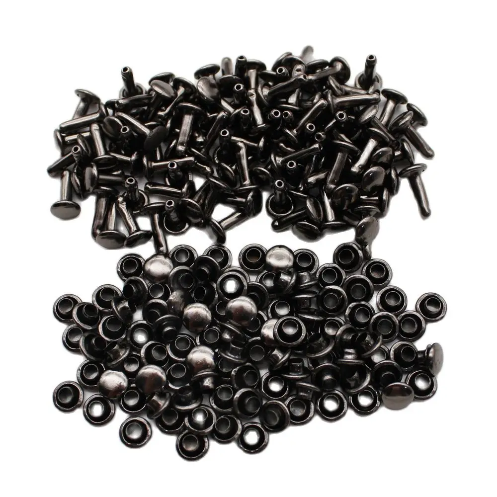 

Black Metal Double Cap Rivets For Leather Craft DIY Tools