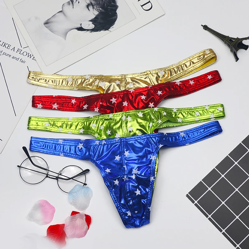 

Мужские стринги 4 шт./лот, стринги, блестящее нижнее белье из искусственной кожи, Клубная одежда, сексуальные трусики-слипы, бандаж, Т-образно...