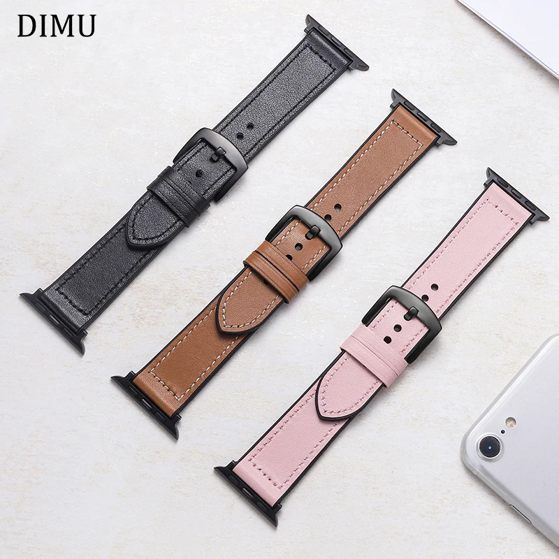 DIMU кожаный силиконовый ремешок для наручных часов Apple Watch 4 40 мм 44 браслет iwatch Series