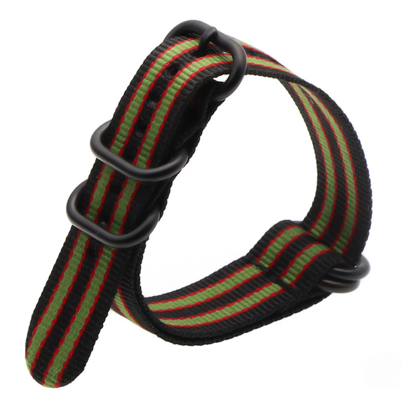 black red green B 21 цвет прочный нейлоновый ремешок otan ZULU ремешок 18 мм 20 мм 22 мм 24 мм полосатый Радужный холст замена ремешок для часов - Цвет ремешка: black red green B