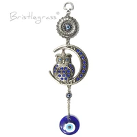 bristlegrass turkish blue evil eye rhinestone moon owl wall hanging pendants amulets lucky charms blessing protection gift decor