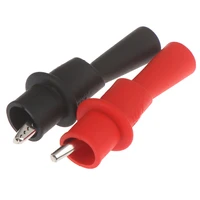 insulated multi meter test lead meter alligator clip crocodile clamp probe red black for test tool accessories 2pcs