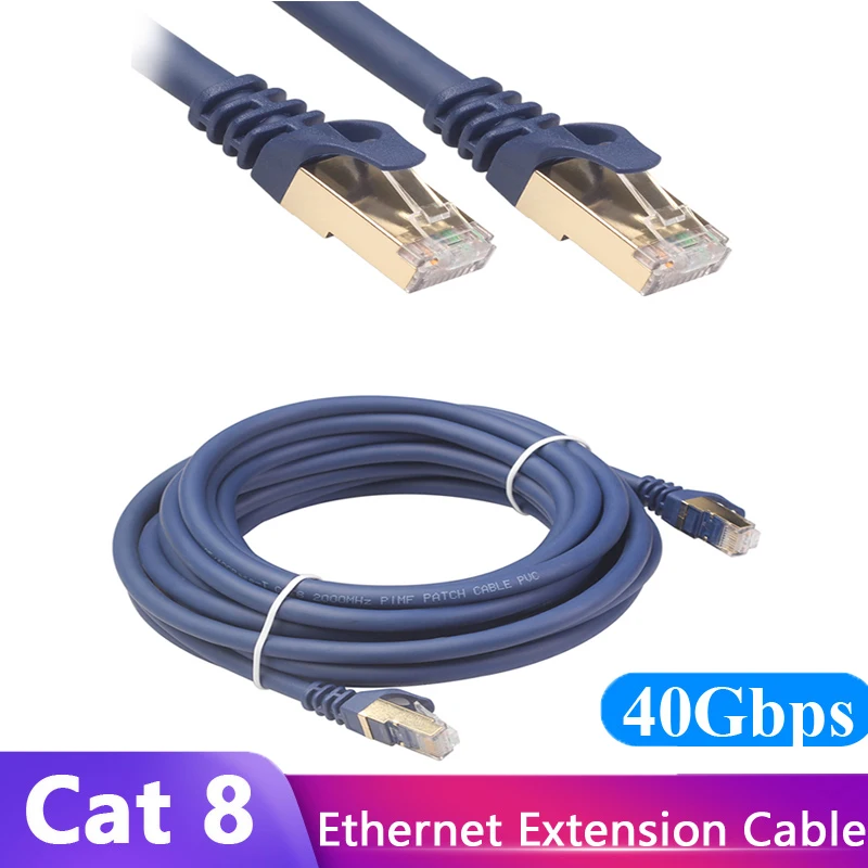 

Cat8 Ethernet Cable 40Gbps 2000MHz Cat 8 RJ45 Network Lan Patch Cord For Router Modem Internet RJ 45 Ethernet Cable For Laptops