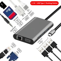 10 in 1 usb hubs docking station type c adapter usb 3 0 4k vga rj45 10 in 1 converter for macbook pro computer peripherals