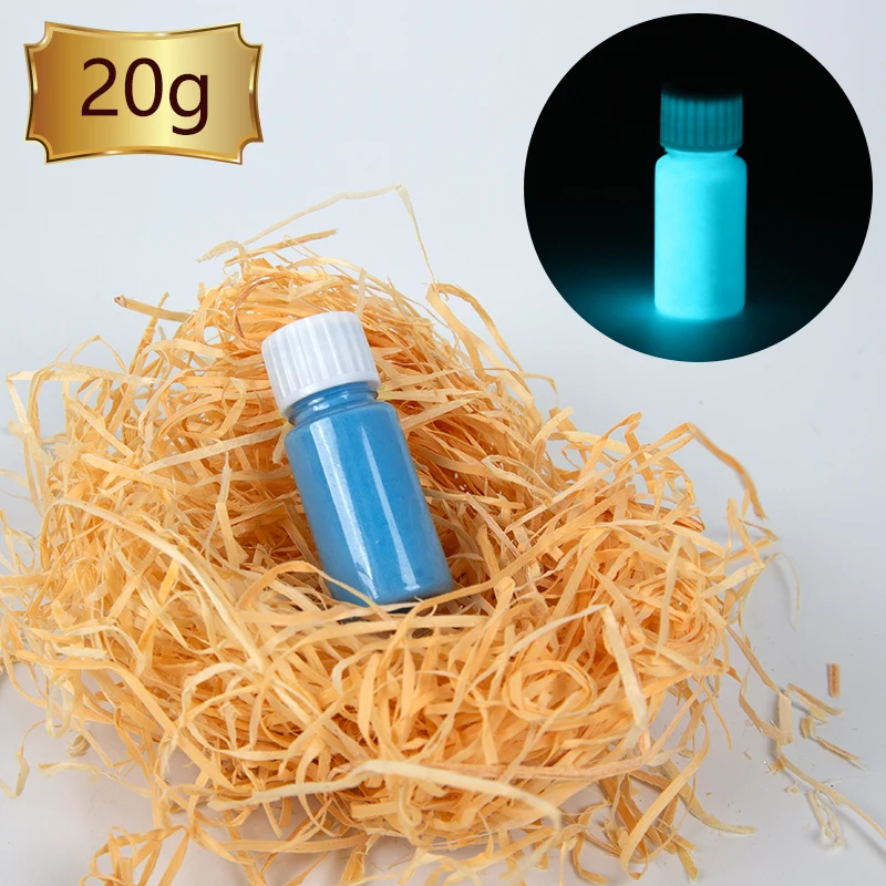 Glow in the Dark Fluorescent Paint for Party Nail Decoration Art Supplies 20g Light Blue Phosphor Pigment Acrylic Luminous | Канцтовары