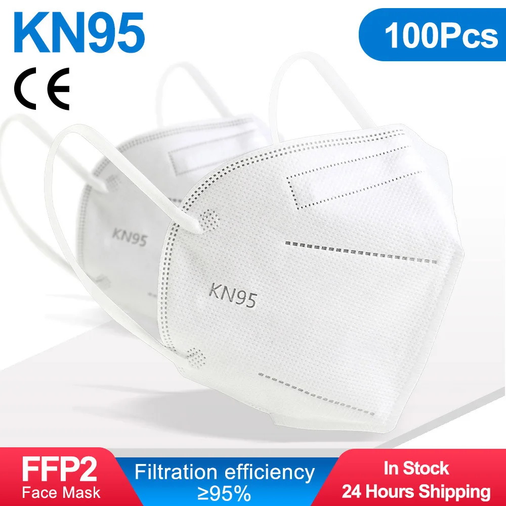 

100Pcs Mask FFP2 KN95 Mouth Mask 5 Layers Anti-droplets Protective KN95 Face Masks Reusable Filter ffp2mask CE Mascarillas