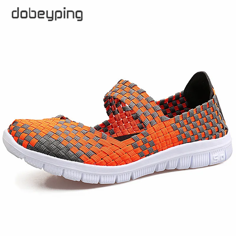 dobeyping Spring Autumn Women's Sneakers Colorful Woven Female Flats Casual Slip On Shoes Woman Light Weight Walking Women Shoe