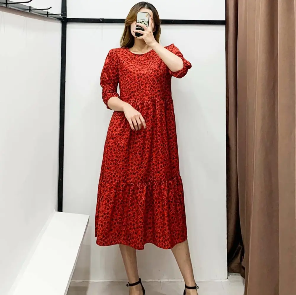 CFK женское длинное платье Осеннее шикарное платье-рубашка с круглым вырезом и