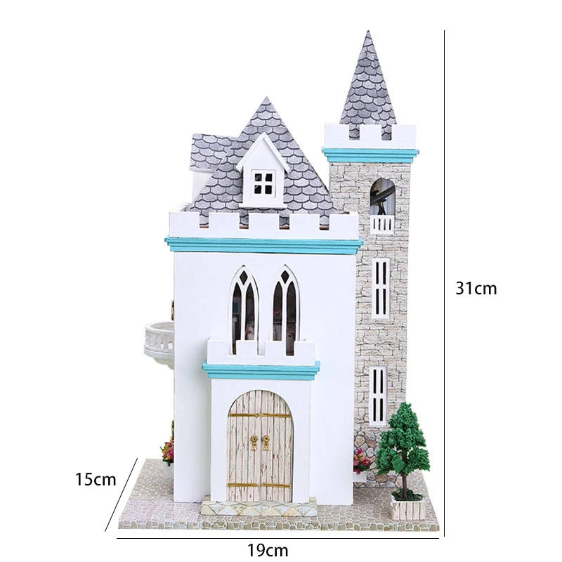 

DIY Wooden Casa Dollhouse Kit Girls Castle Assembled Miniature Furniture Doll House with Light Accessories Toys for Adult Gifts