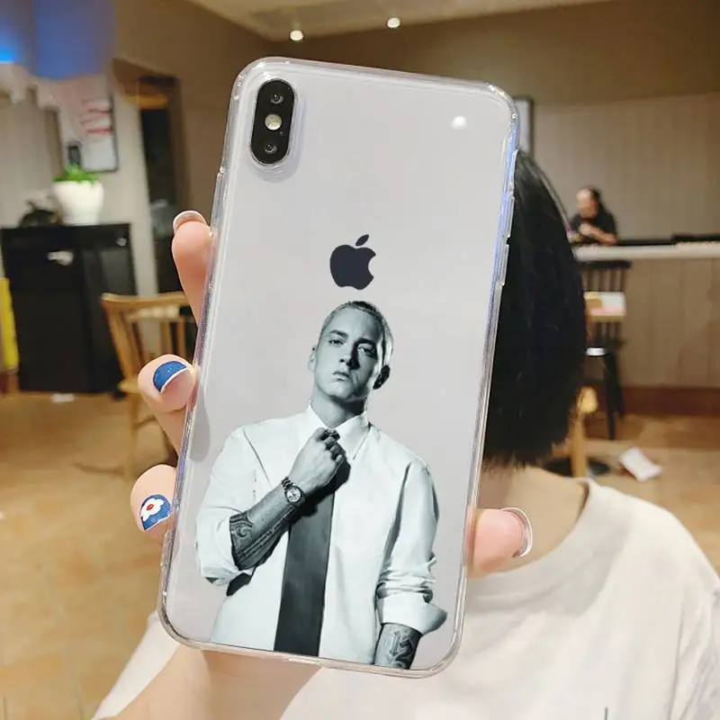 

Eminem American male rap singer Phone Case Transparent for iPhone 6 7 8 11 12 s mini pro X XS XR MAX Plus