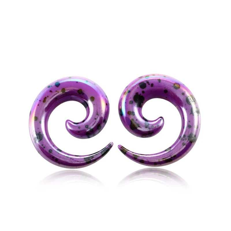 Purple AB 2шт акриловые спиральные диаметры для ушей, ушные ленты, растягивающие затычки для ушей и туннельные расширители для пирсинга(2-12 мм), пирсинг для тела, ювелирный подарок - Окраска металла: Purple AB