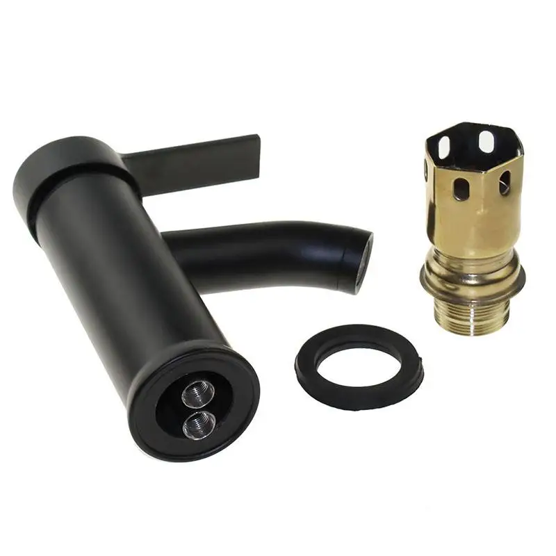 Смеситель для раковины с одной ручкой кран холодной и горячей воды черный