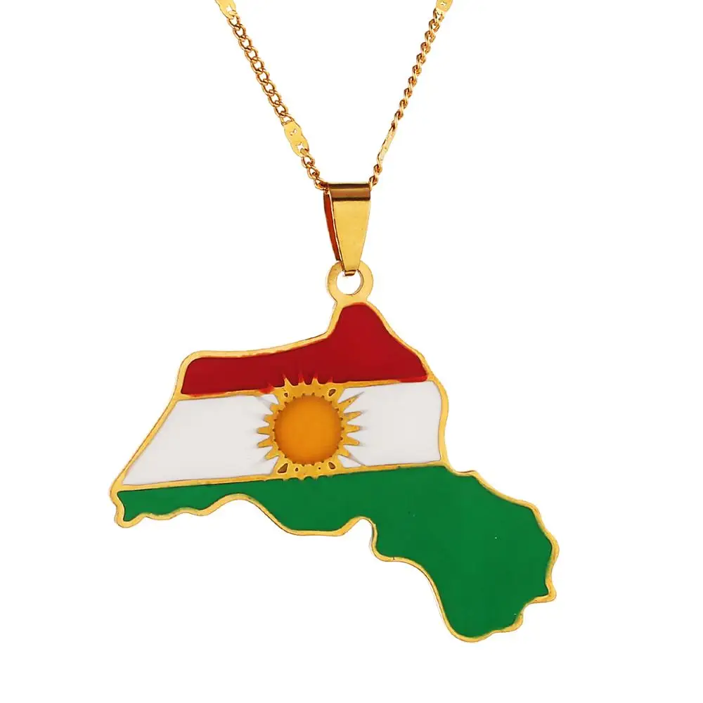 Из нержавеющей стали kurdivan Map Подвесные Ожерелья модные курдские ювелирные