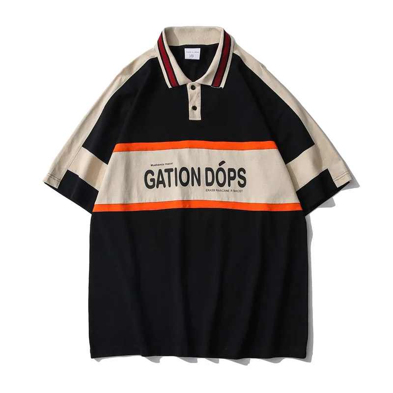 

Рубашка-поло мужская с буквенным принтом, Повседневная модная уличная одежда в стиле Харадзюку, футболка с короткими рукавами, в стиле пэчв...