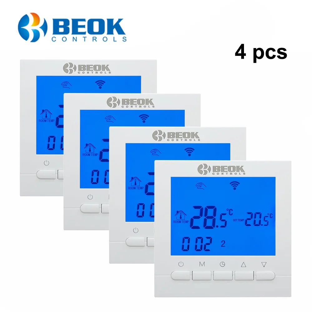 

Beok 4 Pieces Wifi Thermostat for Gas Boiler Smart Remote APP Control Temperature Regulator Room Heating Thermostato