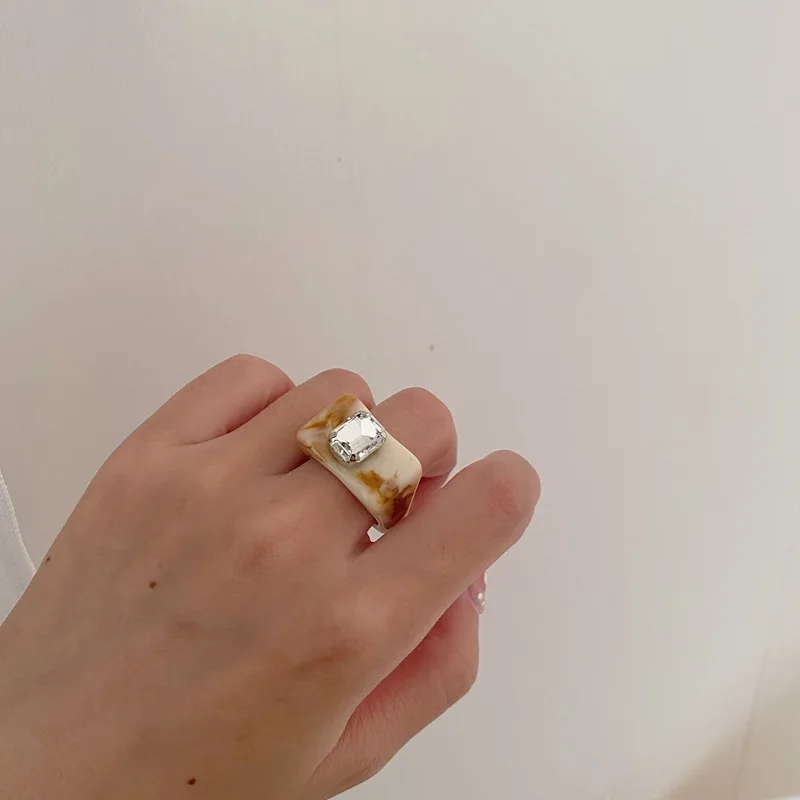 AOMU Корея коричневая прозрачная Акриловые стразы квадратное кольцо неправильные