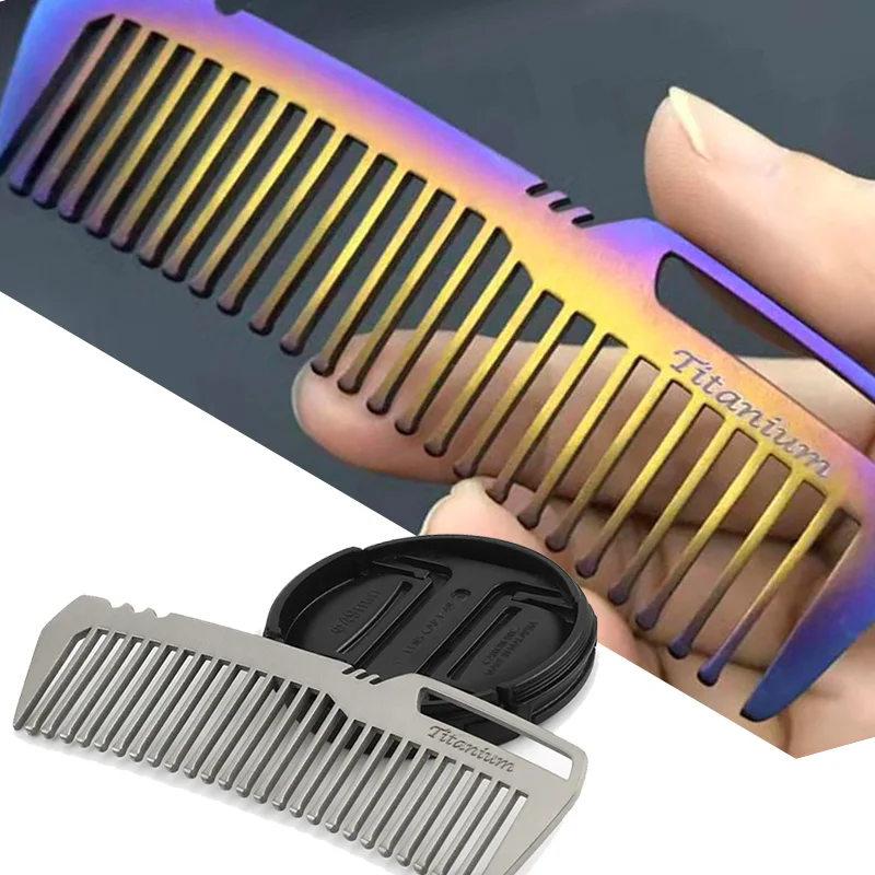 

EDC Portable Titanium Alloy Comb Outdoor Min Super Light Hair Brush Pocket Gadget Men Women Comb Camping Tent Travel Accessories