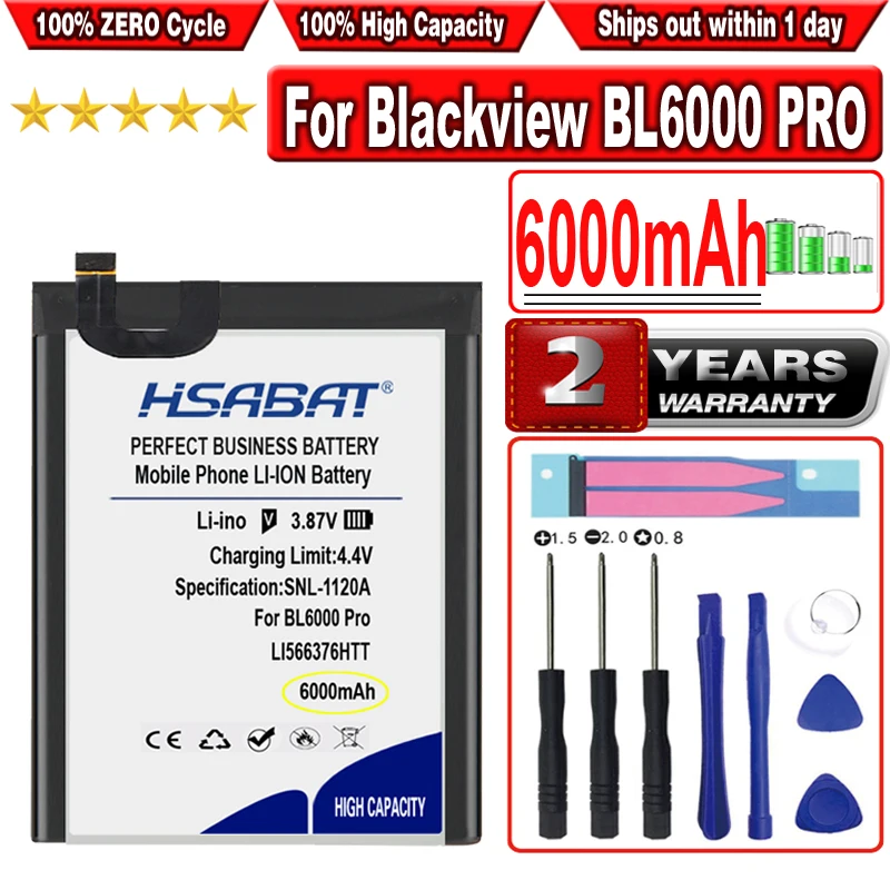 

HSABAT 6000mAh Li566376HTT Battery for Blackview BL6000 Pro