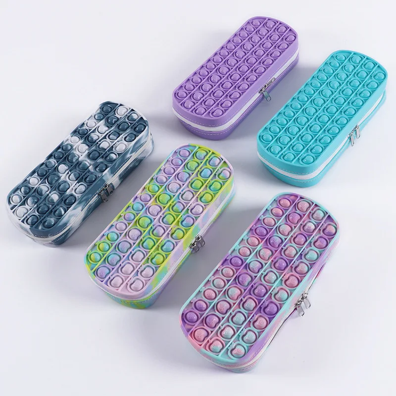

New Funny Pencil Case Push Bubble POP Fidget Toys Children School Stress Relief Squeeze Toy Antistress Soft Squishy Kids Toys