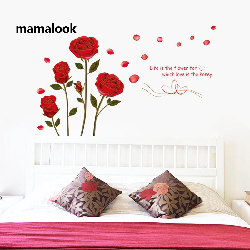 

Fashion Romantic Flowers Vine Wall Stickers for wedding festival Bedroom Home Decoration Diy Rose Daisy Lavender Mural Art Decal