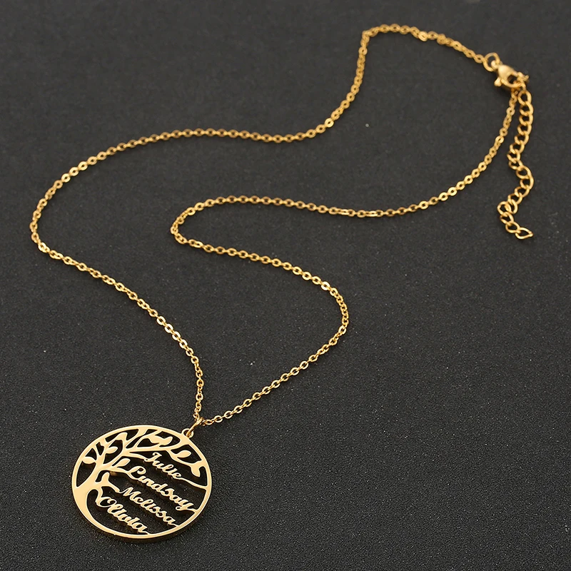 Tree Of Life Personalized Custom Name Necklace Stainless Steel Gold Family Letter For Women Men Choker Jewelry | Украшения и