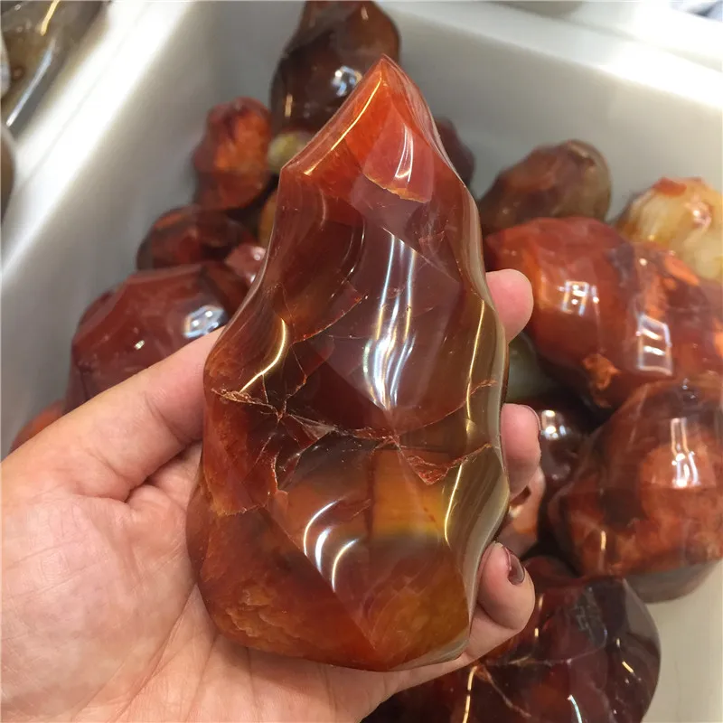 100% Natural Red Agate Crystal Flame Shape Standing Stone Carnelian Torches Gemstone Gifts Decoration | Дом и сад