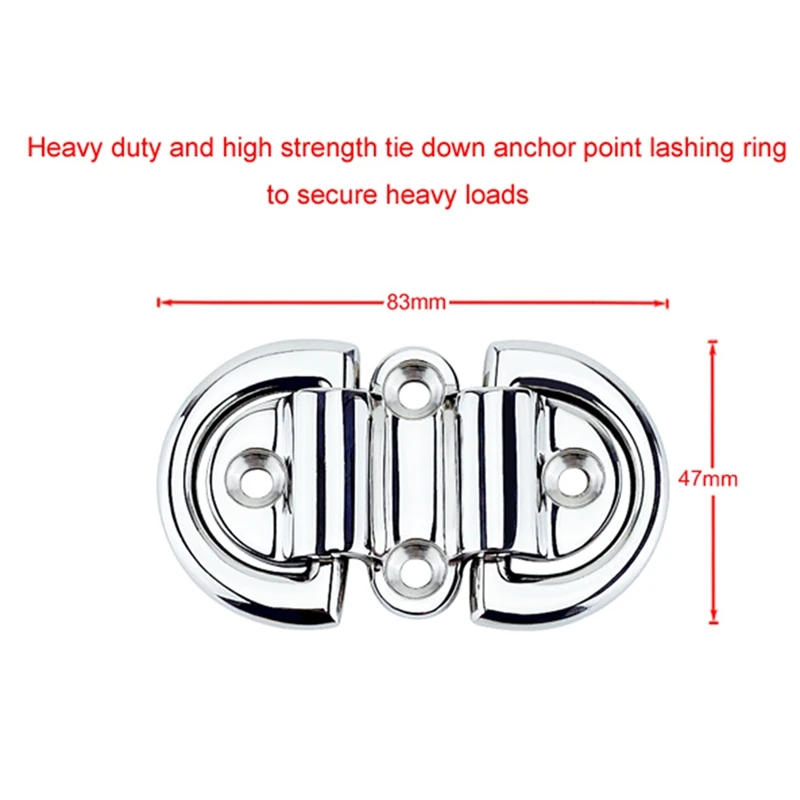 

Stainless Steel Double D Ring Deck Folding Pad Eye Lashing Tie Down Cleat Yacht Motorboat Truck Polish Boat Marine Grade
