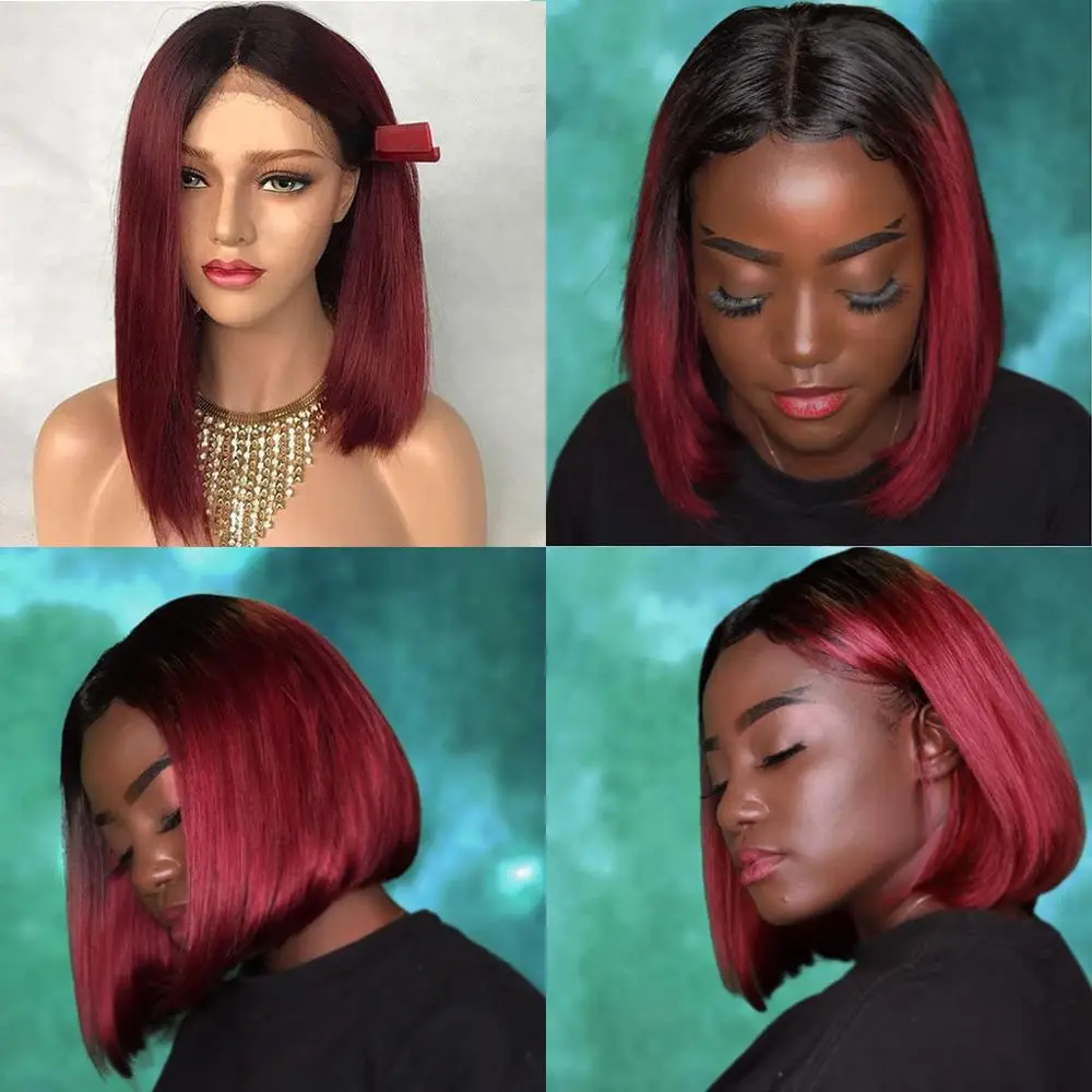 Парик на застежке с эффектом омбре парик из человеческих волос 99j бордового цвета