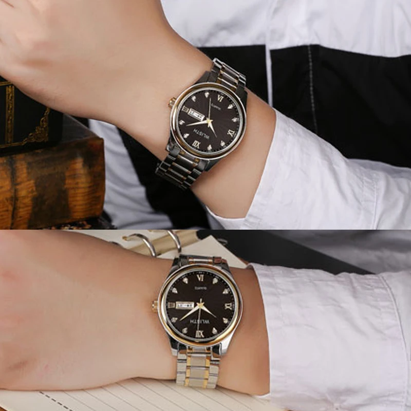 

WLISTH New Men's Wrist Watch Fashion Neutral Quartz Analog Wristwatch Steel Band Watch the Mens' Watches Round Case Quartz Watch