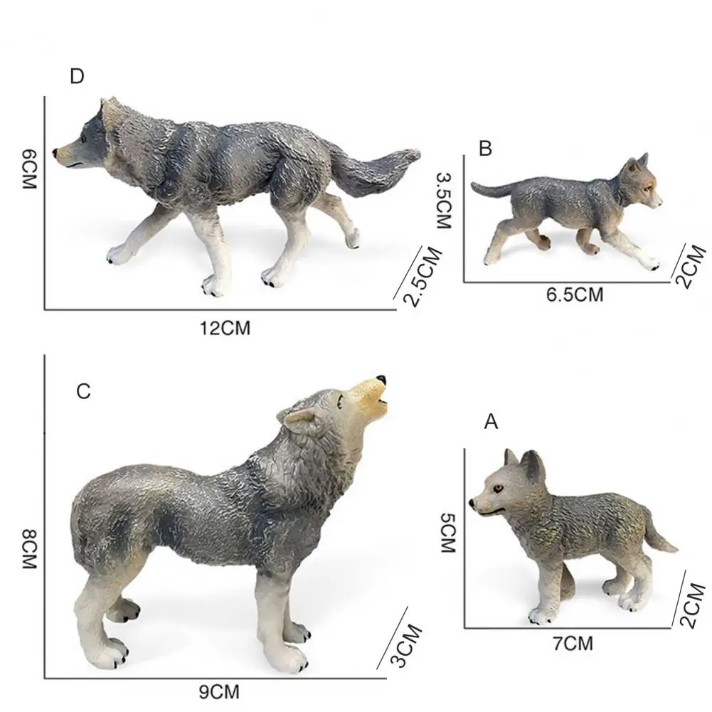 

Simulation Pups Wolf Figurines Smell-less Eco-friendly Preschool Educational Different Postures Wolf Family Figures for Home