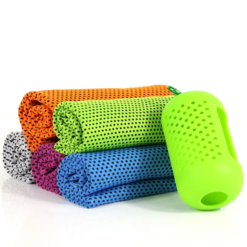 

Microfiber Towel Instant Cooling Sports Towel Portable Quick Drying Yoga Gym Pilates Running Towel With Silicone Bags