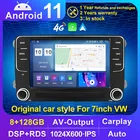7-дюймовый Android 11 Беспроводной Carplay GPS-навигатор для универсального Volkswagen VW golf B6 B7 Passat Polo автомобильное радио 8 + 128G без dvd
