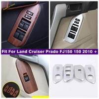 door armrest window lift button control panel cover trim for toyota land cruiser prado fj150 150 2010 2020 wood grain matte
