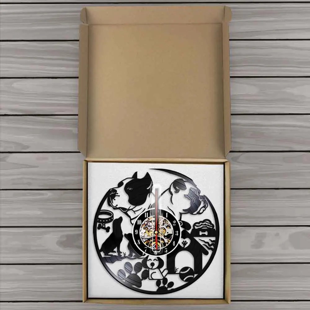 Настенные часы с виниловой пластиной для щенков и пород собак декоративные